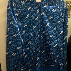 Adidas Blue and White Logo Jacket